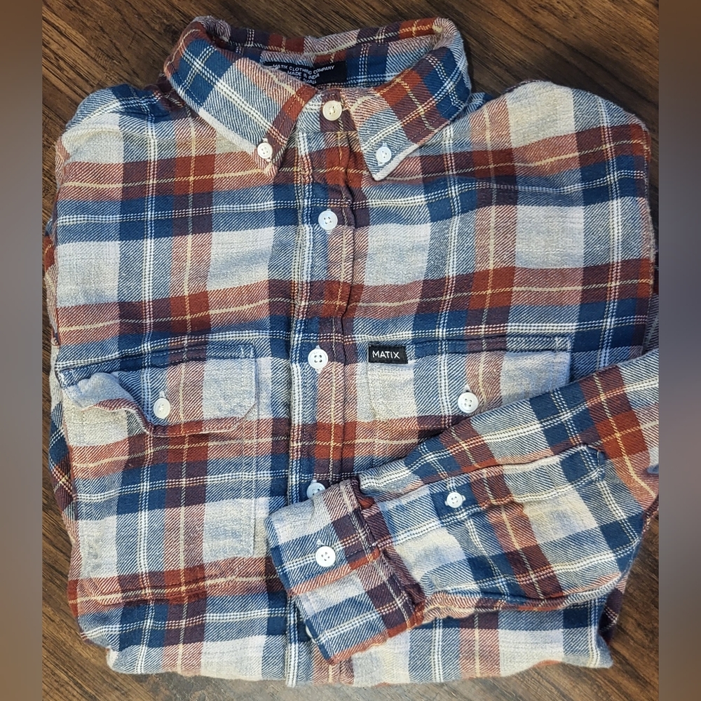 Matix Blue and Red Heavy Flannel Shirt Size Small